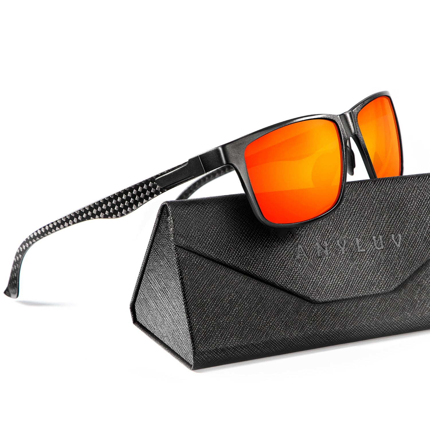 Rectangle Frame Carbon Fiber Temple Sunglasses S50-8