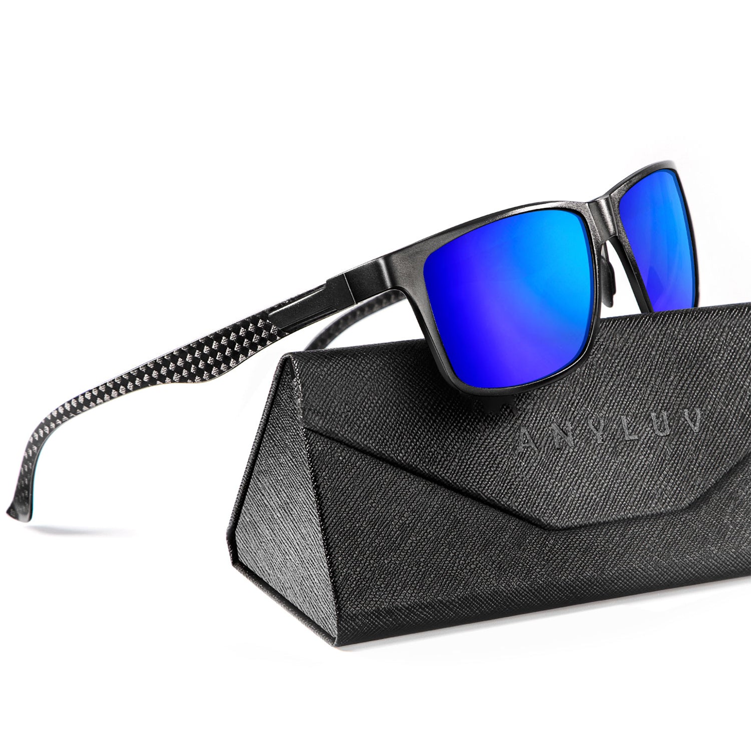 Rectangle Frame Carbon Fiber Temple Sunglasses S50-6