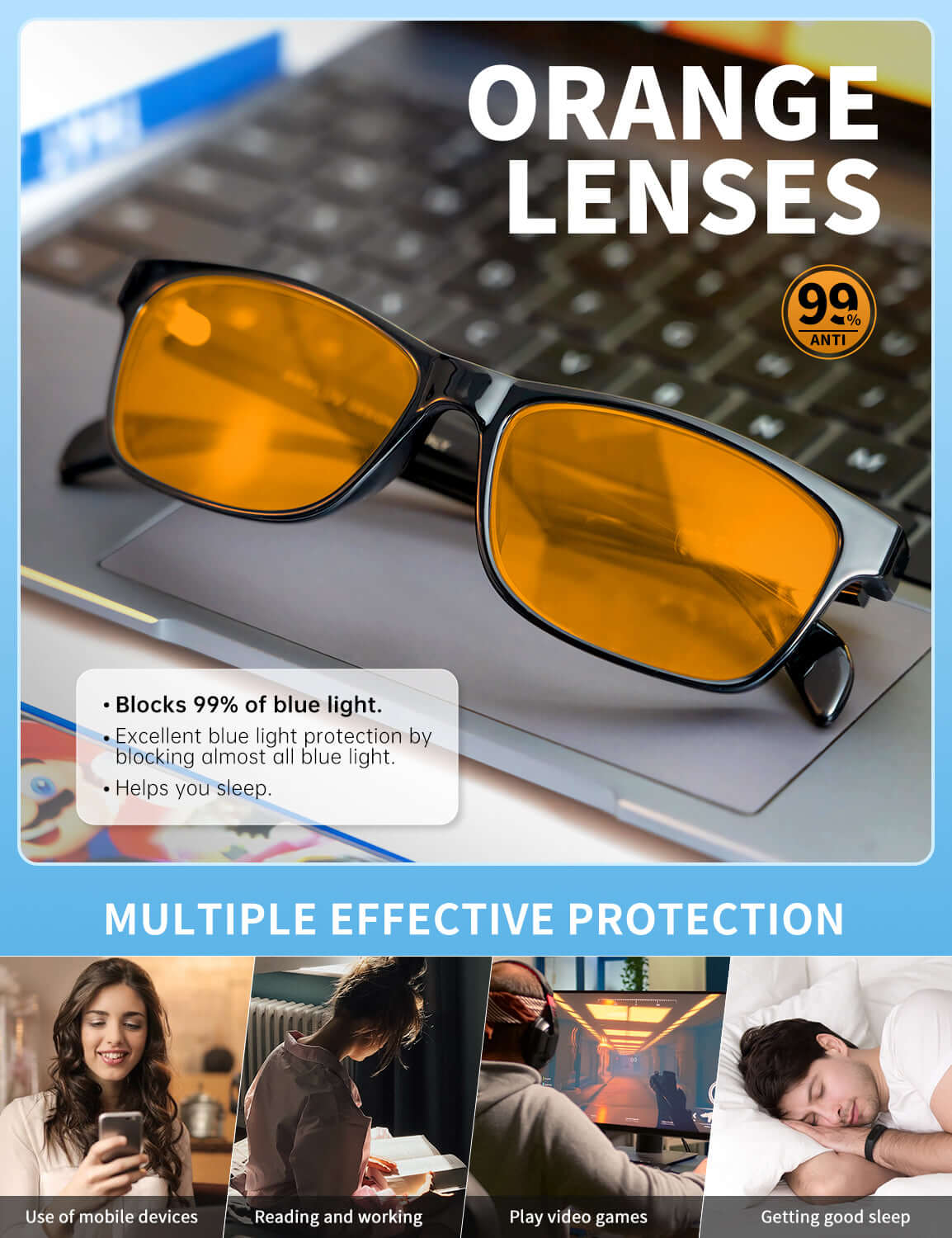 ANYLUV LumiVail Blue Light Blocking Glasses Use Scene Demonstration