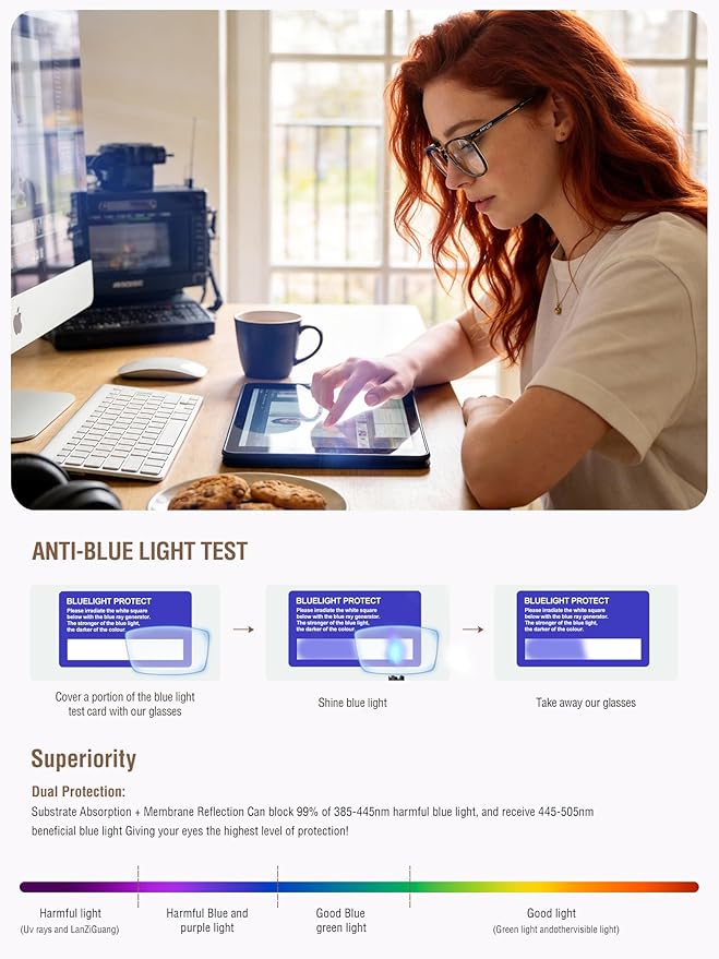 ANYLUV Blue Light Glasses for Woman Men, Womens Blue Light Blocking Glasses Computer Glasses Anti Eyestrain AN161-2EP