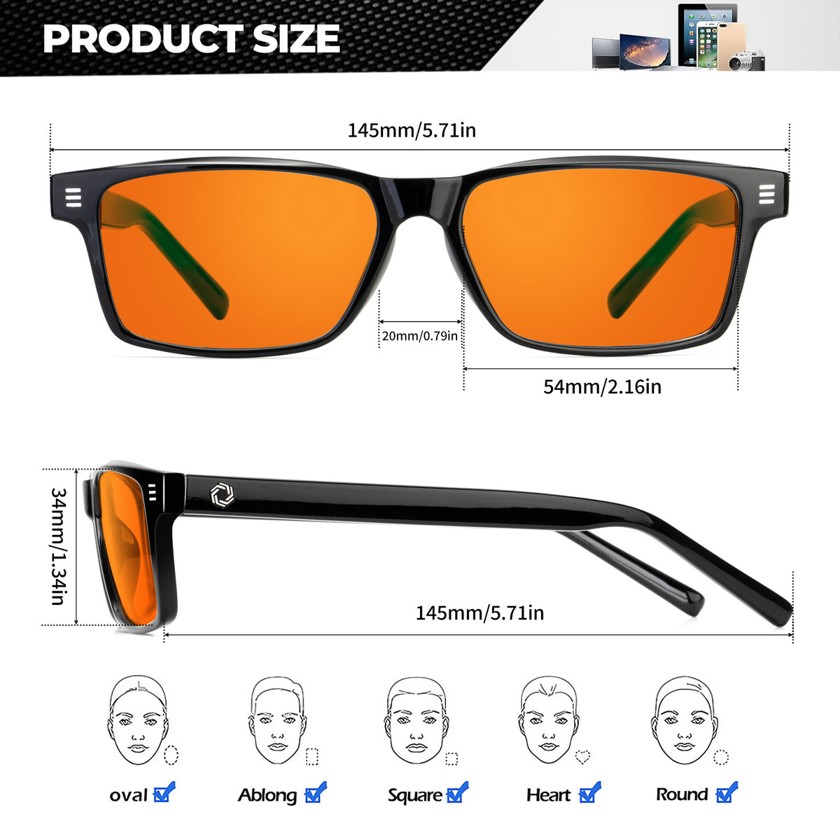 ANYLUV Blue Light Glasses Men Woman, Blue Light Blocking Glasses for Computer Gaming, Eye Strain Relief Eye Protection WMAN9908-1