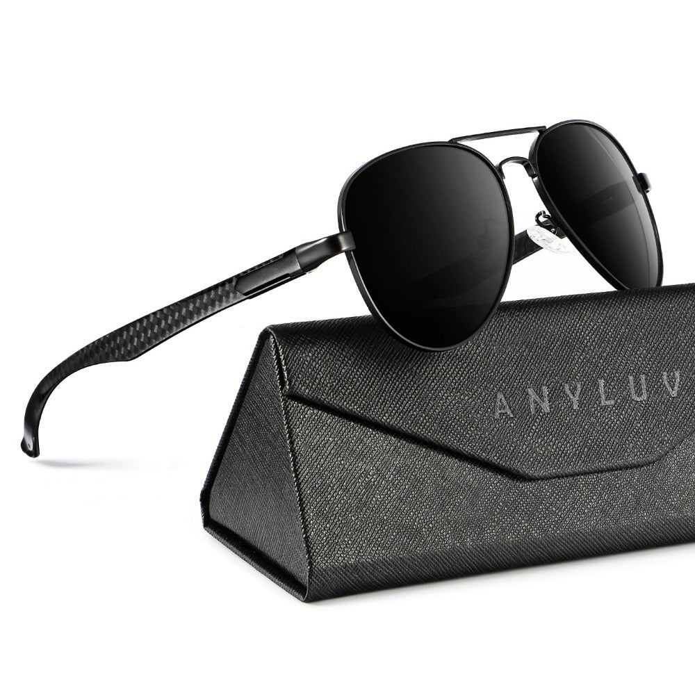 Carbon Fiber Temple Polarized Pilot Sunglasses S55-1