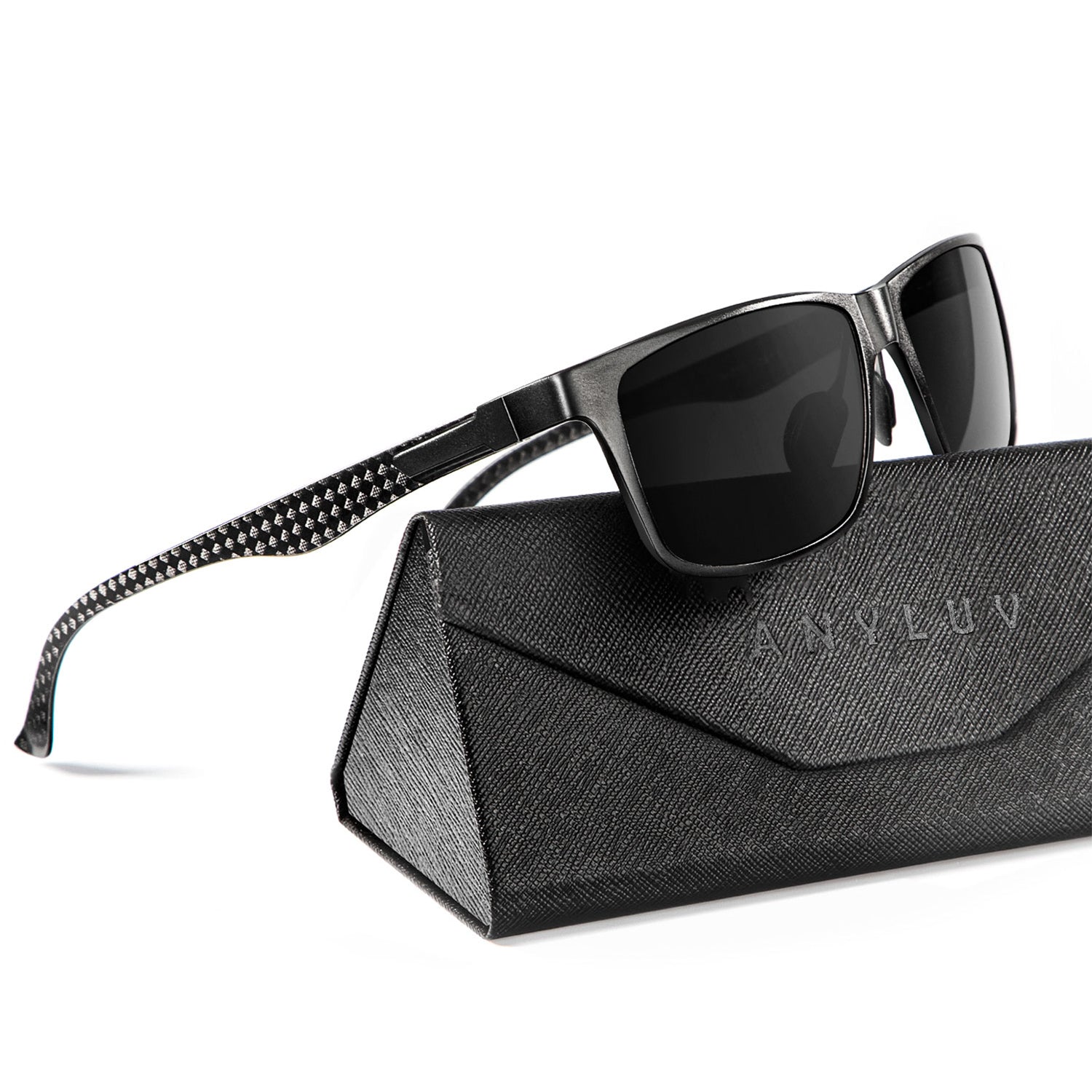 Rectangle Frame Carbon Fiber Temple Sunglasses S50-1