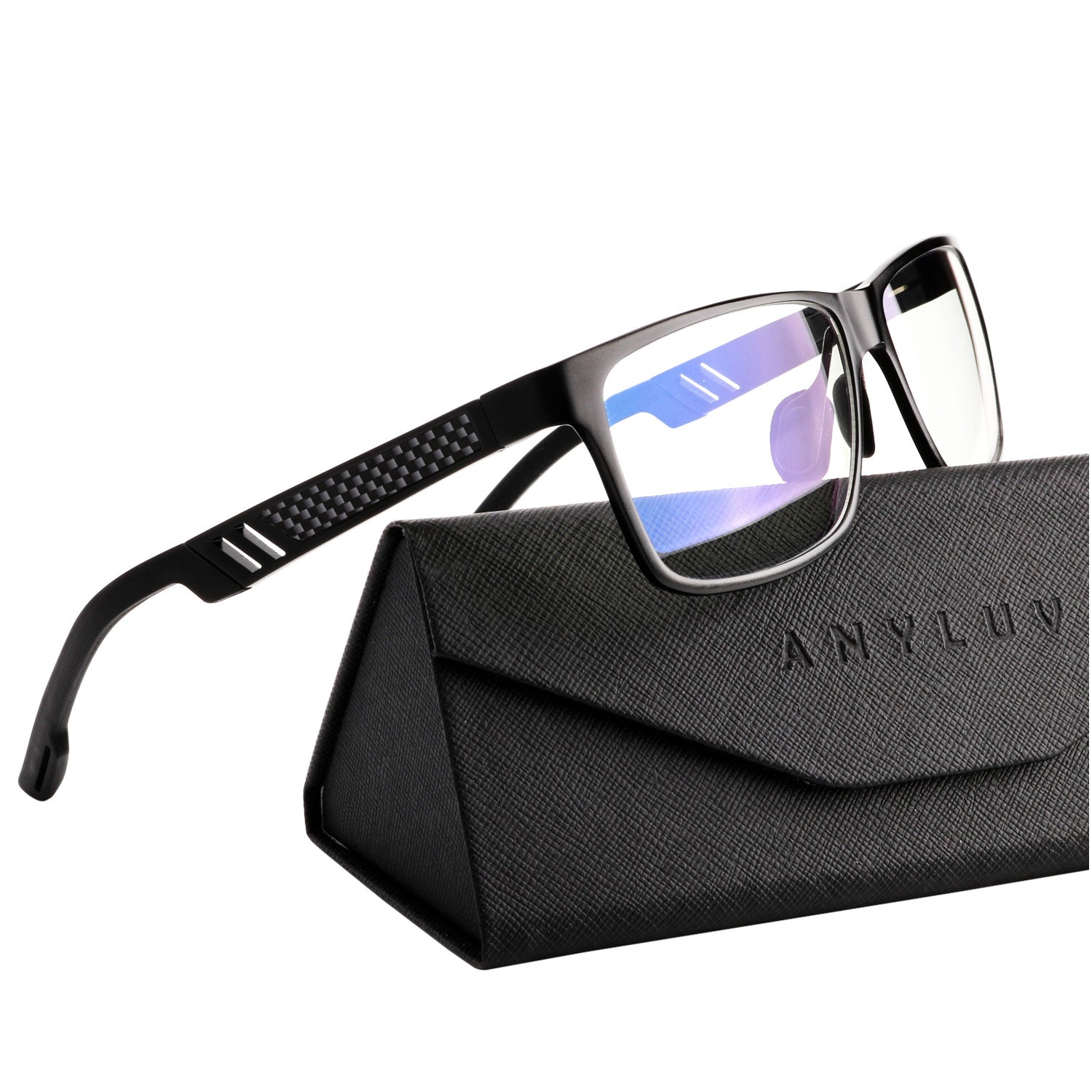 ANYLUV Blue Light Blocking Glasses for Computer and Reading Lightweight Al-Mg Metal Anti-Eye Strain Glasses for Woman & Men(WMAN4571-1)