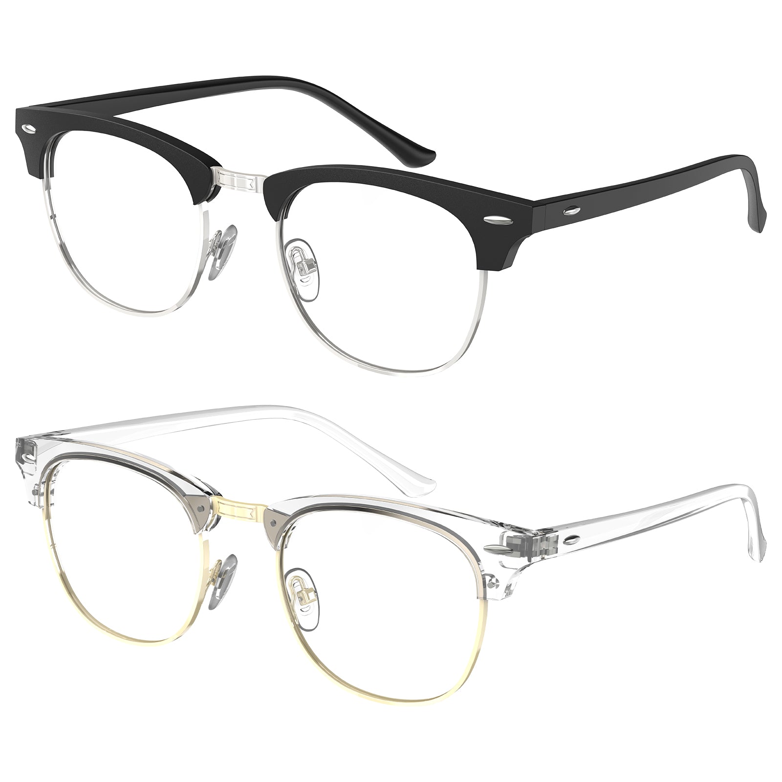 ANYLUV Blue Light Glasses for Women and Men,Advanced Computer Glasses,Semi Rimless Glasses(2 Packs)(WMAN4514-2-6)