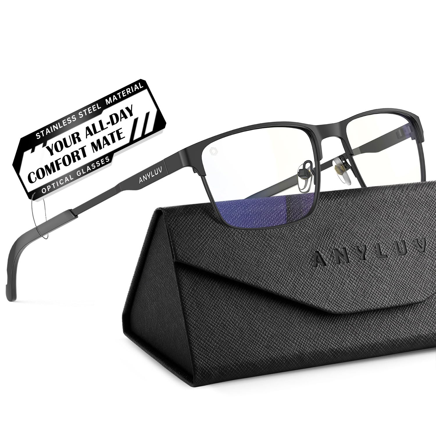 ANYLUV Blue Light Glasses for Men/Women, Lightweight Blue Light Blocking Glasses, Anti-Eye Strain Computer Glasses for Gaming(WMAN132-1EP)