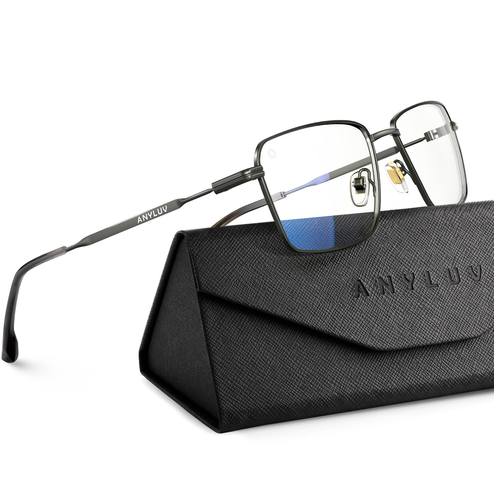 ANYLUV Reading Glasses Men/Women, Anti Eyestrain Blue Light Reader for Women, Metal Cheaters Reading Computer Glasses(WMAN139-1-L150)